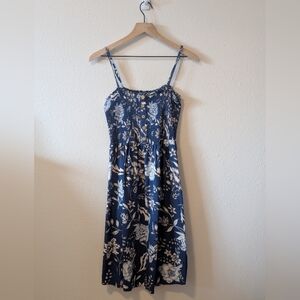 Angie Navy and Cream Floral Midi Dress Small